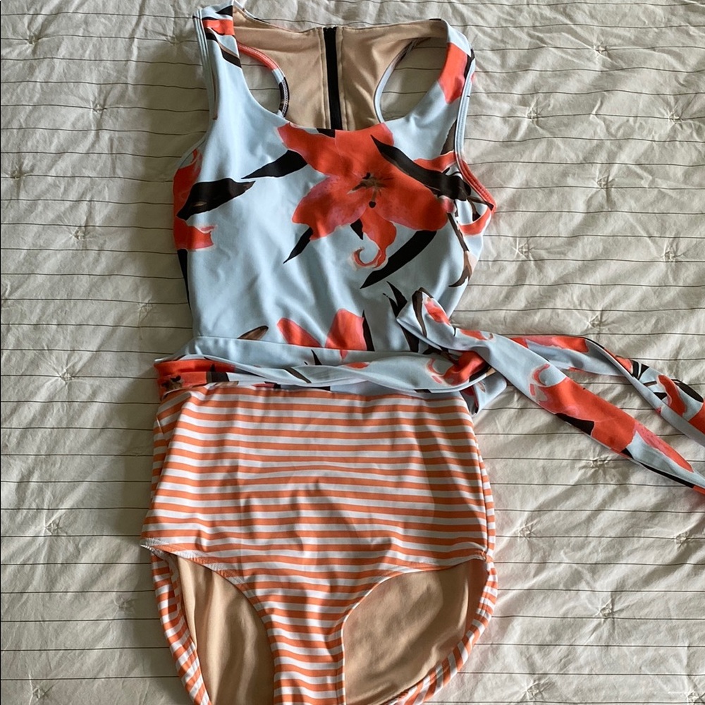 Albion Floral and Striped Swimsuit - Small